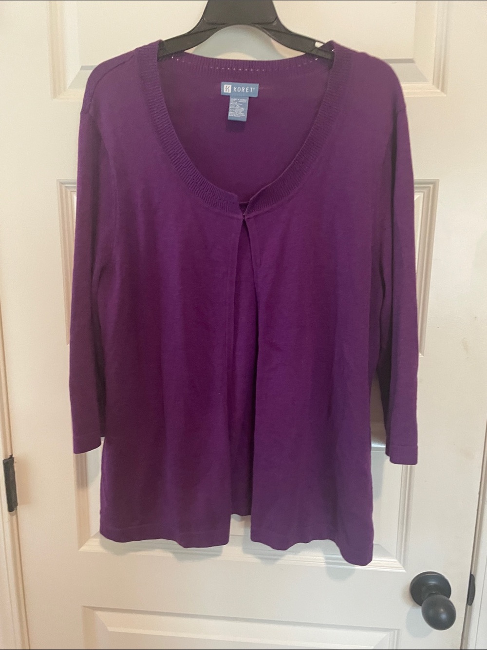 Koret Deep Purple Open-Front Lightweight Cardigan